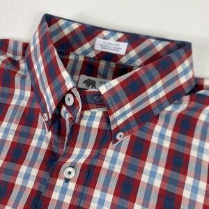 Onward Reserve Shirt Mens Large Red Blue Plaid Long Sleeve Button Down Non Iron